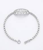 925 sterling silver pavé love script link bracelet for women