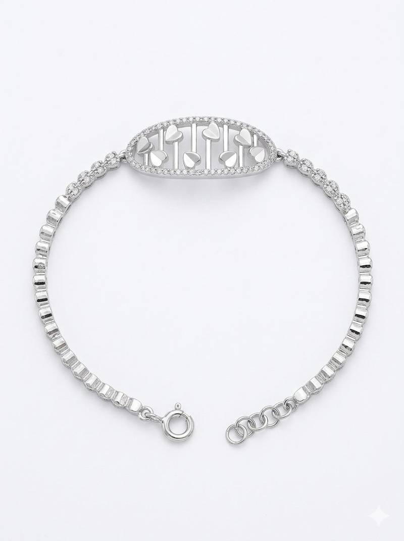 925 sterling silver pavé love script link bracelet for women