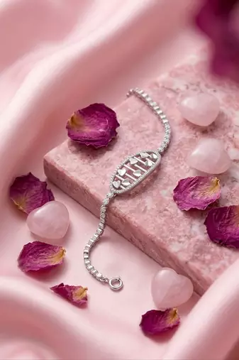 925 sterling silver pavé love script link bracelet for women