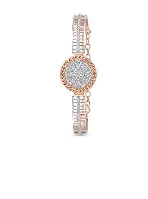925 sterling silver pavé round disc bracelet with rope halo for women 1