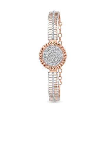 925 sterling silver pavé round disc bracelet with rope halo for women