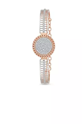 925 sterling silver pavé round disc bracelet with rope halo for women