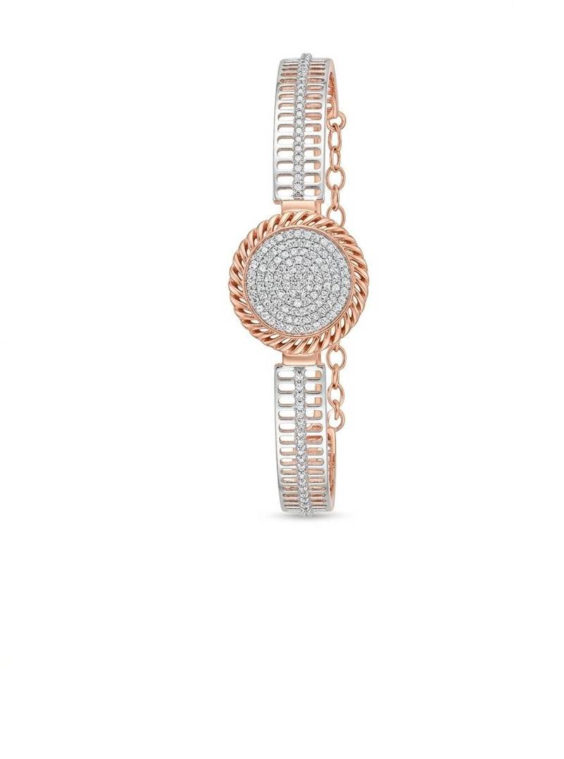 925 sterling silver pavé round disc bracelet with rope halo for women