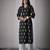 Black color cambric cotton fabric ethnic ceremonial designer printed kurti