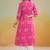 Pink color cambric cotton fabric ethnic ceremonial designer printed kurti