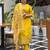 Yellow color silk blended graceful partywear readymade kurta set