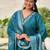 Teal blue color silk blended graceful partywear readymade kurta set