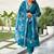 Teal blue color silk blended graceful partywear readymade kurta set