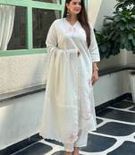 White color silk blended graceful partywear readymade kurta set