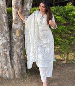 White color silk blended graceful partywear readymade kurta set