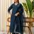 Teal blue color silk blended graceful partywear readymade kurta set