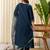 Teal blue color silk blended graceful partywear readymade kurta set