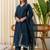 Teal blue color silk blended graceful partywear readymade kurta set