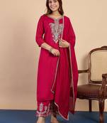 Pink color silk blended graceful partywear readymade kurta set