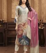 Grey color chanderi fabric designer partywear readymade kurta set