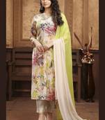 Olive color chanderi fabric designer partywear readymade kurta set