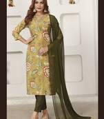 Green color chanderi fabric designer partywear readymade kurta set