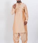 Beige viscose ps premium designer festive wear pathani set