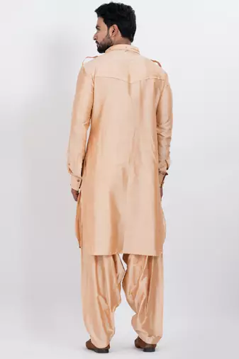 Beige viscose ps premium designer festive wear pathani set