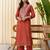 Peach color beautiful silk blend embroidered work fancy kurta set