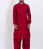 Red viscose ps premium designer festive wear pathani set
