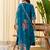 Teal color beautiful silk blend embroidered work fancy kurta set