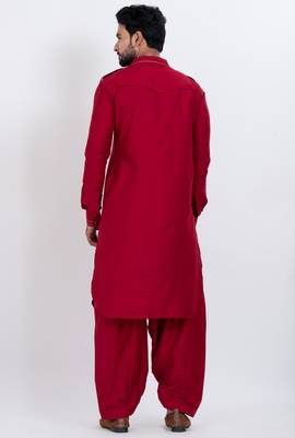 Red viscose ps premium designer festive wear pathani set 2