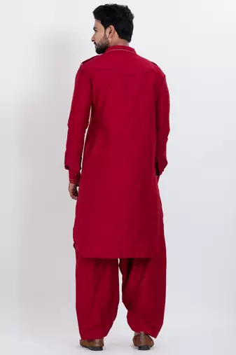 Red viscose ps premium designer festive wear pathani set