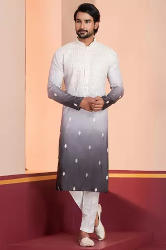 Multi color silky silk premium designer festive wear kurta trouser set