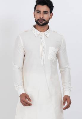 White viscose ps premium designer festive wear pathani set 4
