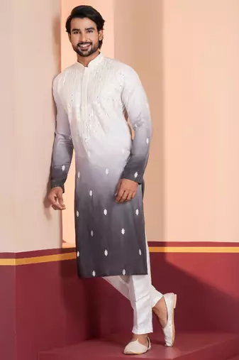 Multi color silky silk premium designer festive wear kurta trouser set