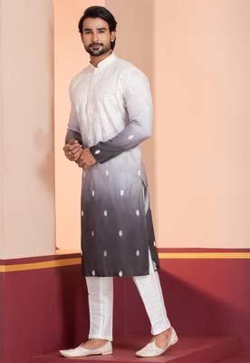 Multi color silky silk premium designer festive wear kurta trouser set 4