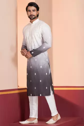 Multi color silky silk premium designer festive wear kurta trouser set