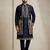 Navy blue doniyar shartin premium designer festive wear kurta pyjama with long jacket set