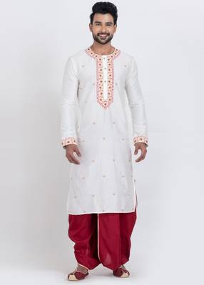 White viscose ps premium designer festive wear dhoti kurta set 1