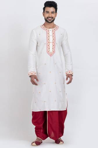 White viscose ps premium designer festive wear dhoti kurta set
