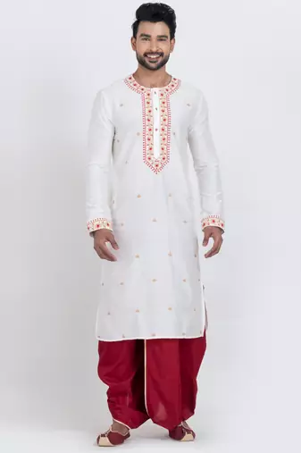 White viscose ps premium designer festive wear dhoti kurta set