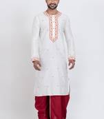 White viscose ps premium designer festive wear dhoti kurta set