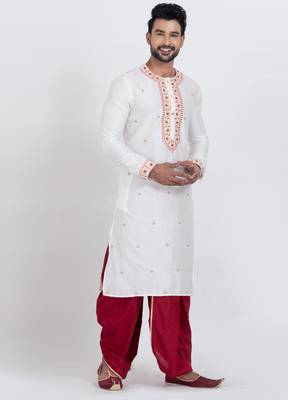 White viscose ps premium designer festive wear dhoti kurta set 2