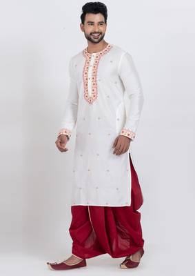 White viscose ps premium designer festive wear dhoti kurta set 3