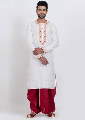 White viscose ps premium designer festive wear dhoti kurta set 4