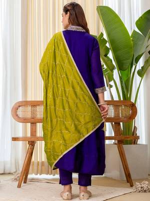 Purple color beautiful embroidered graceful partywear ceremonial suit 2