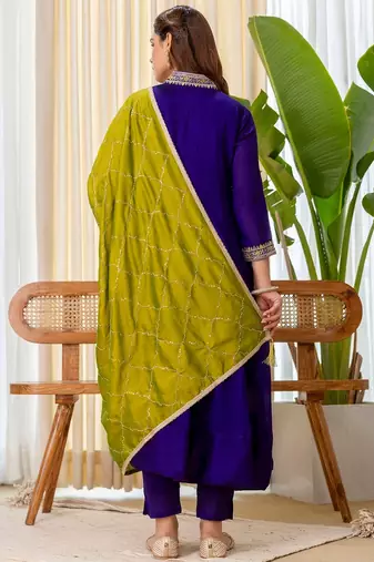 Purple color beautiful embroidered graceful partywear ceremonial suit