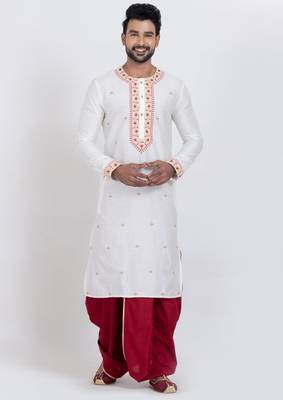 White viscose ps premium designer festive wear dhoti kurta set 5