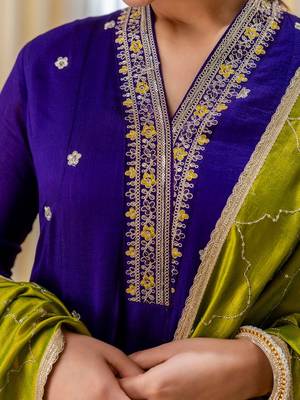 Purple color beautiful embroidered graceful partywear ceremonial suit 3