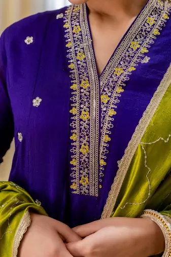 Purple color beautiful embroidered graceful partywear ceremonial suit