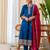 Teal blue color beautiful embroidered graceful partywear ceremonial suit