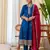 Teal blue color beautiful embroidered graceful partywear ceremonial suit