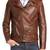 Men's genuine sheep leather jacket motorcycle brown cafe racer style jacket-cl-m005