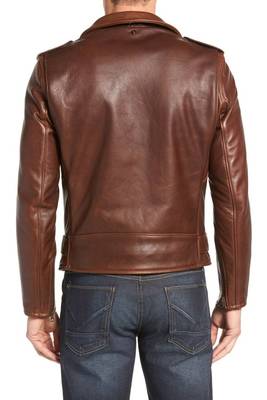 men's brown sheepskin cafe racer jacket band collar racer style 2